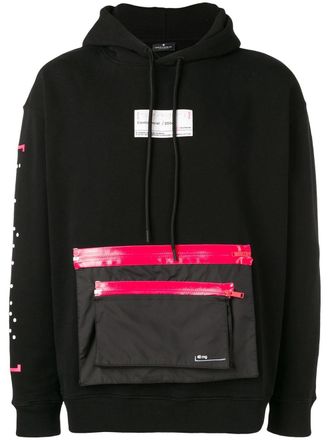 Marcelo Burlon Confidencial zip pocket hoodie - men - Cotton/Nylon - S - Black