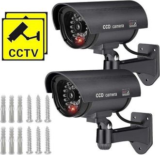 OEM 2 C&aacute;maras De Seguridad Falsas Giratorias Con Led Rojo Intermitente Para Uso Interior Y Exterior