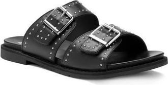 Ara Elm Studded Buckle Strap Slide Sandal in Black at Nordstrom, Size 9.5-10Us