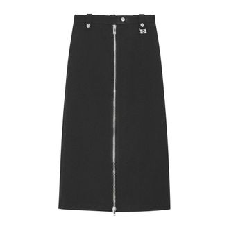 Ganni Bonded Crepe Long Skirt - female - Ganni - Maxi Skirts - Black - 2XL - Skirts