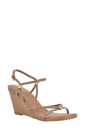 Calvin Klein Deliney Ankle Strap Wedge Sandal in Medium Natural at Nordstrom, Size 8.5