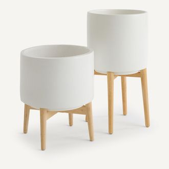 AM.PM Bloempot op poot in hevea, H58,5cm, Florian