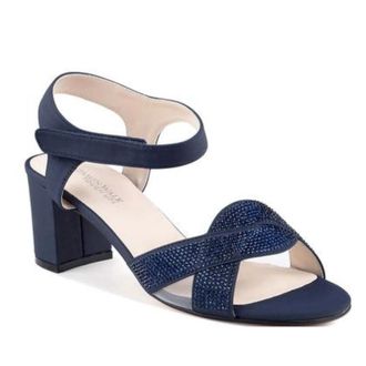 Touch Ups Cam 4640 Strappy Womens Navy Ankle Strap Block Heel Sandal GAL1970