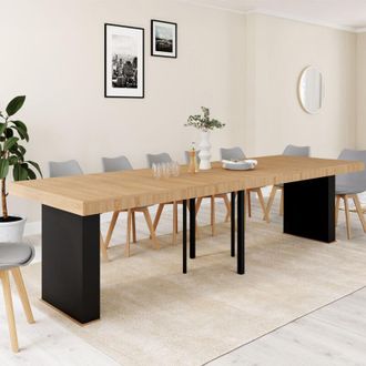 IDMarket Consola Extensible Eden 14 Personas 300 Cm Madera Y Negro