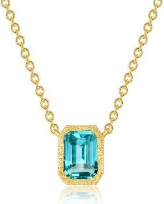 Lafonn Fancy Lab Created Sapphire Pendant Necklace in Blue at Nordstrom Rack, Size 20