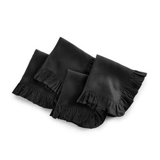 Solino Home Linen Dinner Napkins - Gabrielle Ruffle, 20 x 20 in Black at Nordstrom, Size Large