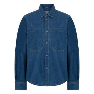 Diesel Denim Shirts, female, Blue, Size: 2XS Long-sleeve Denim Shirt