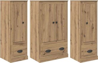 vidaXL Aparador Alto 3 Pcs Roble Artesanal Madera De Ingenier&iacute;a Vidaxl