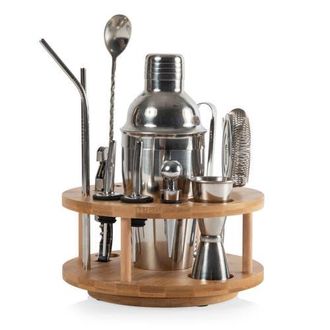 Legacy Lazy Susan Bar Tool Set in Bamboo With Silver Accents at Nordstrom