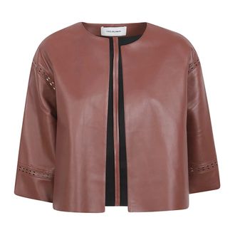 Yves Salomon Leather Jackets, female, Brown, Size: M Laser-Cut Lambskin Jacket