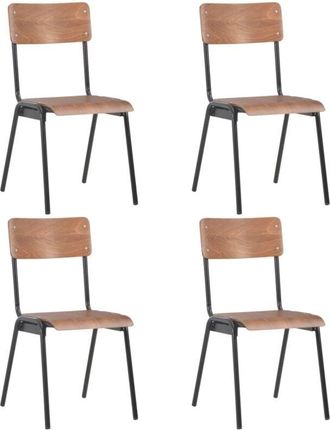 vidaXL Vidaxl - Dining Chairs 4 pcs Brown Solid Plywood Steel