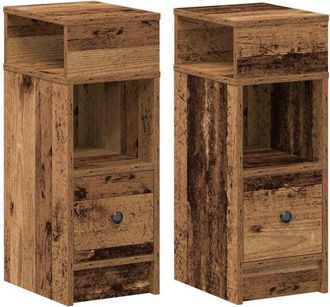 vidaXL Bedside Cabinets 2 pcs with Drawer Old Wood 25x31x66 cm vidaXL
