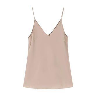 Brunello Cucinelli Brunello Cucinelli, Sleeveless Tops, female, Beige, Size: L V-neck Silk Tank