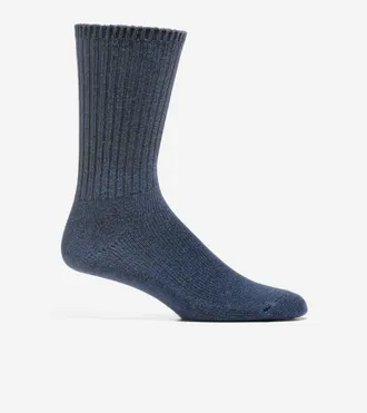 Cole Haan Mens Solid Marl Casual Crew Socks - Blue