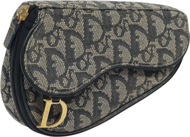 Saddle Navy Canvas Clutch Bag (Pre-Owned)