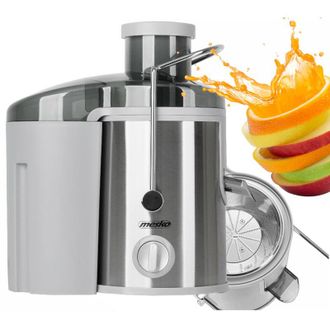 Adler Europe Mesko Ms 4126 - Exprimidor Para Frutas Y Verduras De Acero Inoxidable, M&aacute;quina De Jugo Y Jugo, Entrada De 65 Mm De Ancho, Exprimidor Con Dep&oacute;sito De 4