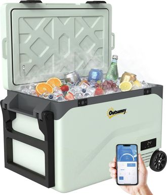 OEM Nevera Port&aacute;til El&eacute;ctrica 42,5l Con Compresor Control Por App Ruedas Asa Barra -20&deg; A 20&deg; Y Soporte Para M&oacute;vil Verde