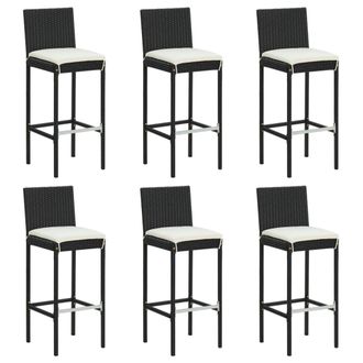 vidaXL Taburetes De Cocina Con Cojines 6 Uds Rat&aacute;n Sint&eacute;tico Negro Vidaxl