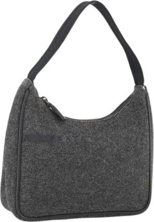 Prada Pre-owned Shoulder Bags, female, Gray, Size: ONE SIZE Pre-owned Wool Shoulder Bag