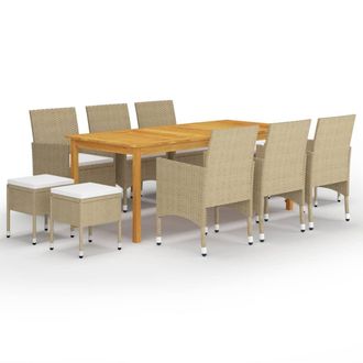 vidaXL Juego De Comedor De Jard&iacute;n De 11 Piezas Beige Vidaxl