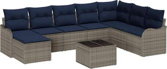 vidaXL Conjunto De Sof&aacute; De Jard&iacute;n Gris Rat&aacute;n Sint&eacute;tico Vidaxl