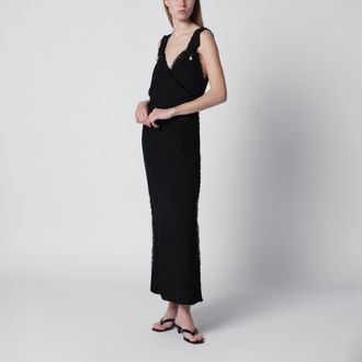 Toteme Black slip dress in textured sabl&eacute;