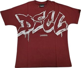 Disclaimer Graffiti Style Logo T-Shirt - Heren - T-shirts - Rood - M - Katoen - Tops