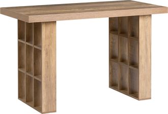 Beliani Escritorio Para Oficina En Casa Estilo Escandinavo Con Almacenaje De Mdf 120 X 60 Cm 18 Estantes Marr&oacute;n Claro Elura
