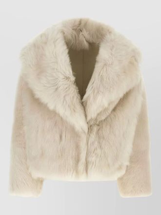 BLANCHA shearling cropped shawl collar coat