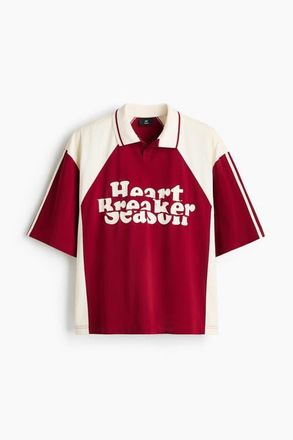 H&M Oversized Fit Polo Shirt in Red/heartbreaker Season at Nordstrom, Size Xx-Large