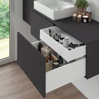 Emuca Kit Di Cassetti Per Cucina O Bagno Vertex, Altezza 93 Mm, Con Pannelli Inclusi, Modulo 450 Mm, Verniciato Bianco - Emuca