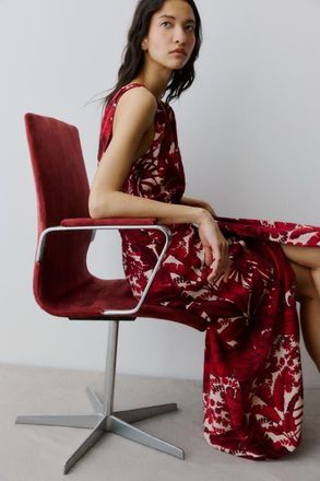 H&M V-neck Midi Dress in Red/patterned at Nordstrom, Size X-Small