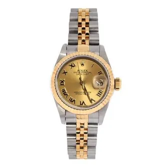 Rolex Oyster Perpetual Datejust Automatic Watch Stainless Steel and Yellow Gold 26 in Metallic Silver at Nordstrom