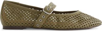 Madewell The Remy Perforated Mary Jane Flat in Worn Olive at Nordstrom, Size 9.5