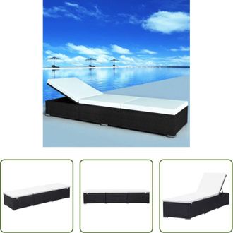 vidaXL vidaXL Cuscino sfoderabile - Lettino Prendisole con Cuscino in Polyrattan Nero