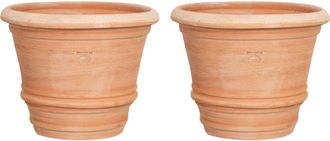 Biscottini International Biscottini - Set 2 Jarr&oacute;n De Terracota Macetero De Exterior Jarr&oacute;n Redondo Jardinera De Jard&iacute;n Jarr&oacute;n Para Flores Hecho A Mano Made In Italy