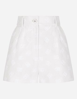 Dolce & Gabbana Jacquard Shorts With All-over Dg Logo - Woman Pants And Shorts White 44