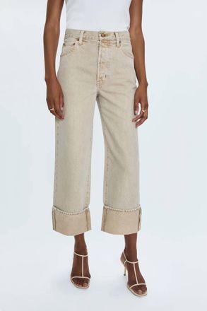 Pistola Denim Ryder High Rise Cuffed Straight Jeans In Oat
