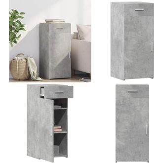 vidaXL Credenza Grigio Cemento 40x42,5x93 cm in Legno Multistrato - Credenza grigio cemento - Credenza con cassetto