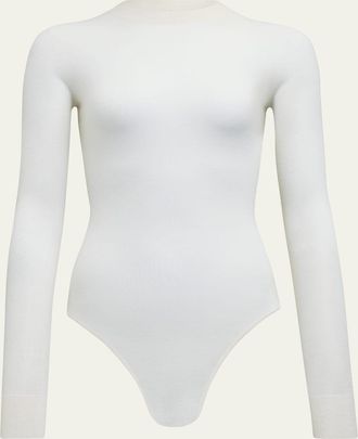 Alaia Mockneck Long Sleeve Cashmere Bodysuit