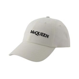 Alexander McQueen Hats & Caps, male, White, M, White Cotton Logo Cap