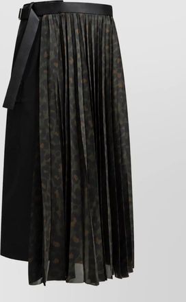 sacai leopard-print pleated midi skirt
