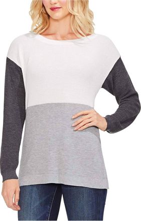 Vince Camuto Colorblocked Pull On Sweater In Antique White