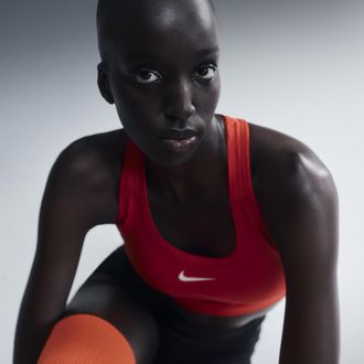 Nike Womens Swoosh Medium Support Padded Sports Bra in Red | DX6821-657