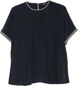 Fabiana Filippi Ronde Hals Top - Dames - Blouses - Blauw - S - Overhemden