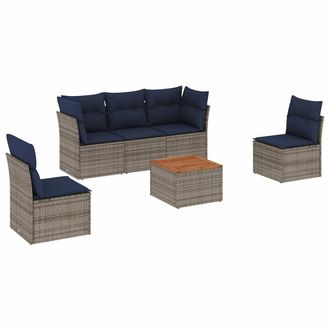 vidaXL Vidaxl - Set Divani Da Giardino 6 Pz Con Cuscini Grigio In Polyrattan