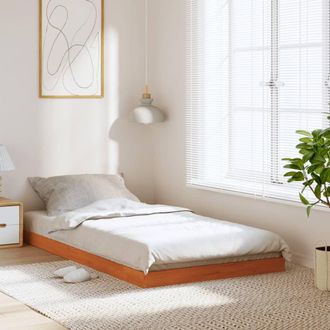 vidaXL Estructura De Cama Madera Maciza Pino Marr&oacute;n Cera 100x200 Cm Vidaxl