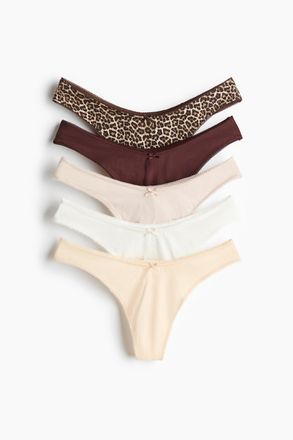 H&M 5er-Pack Baumwolltangas - Brown