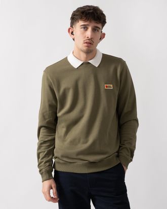 Fj&auml;llr&auml;ven Mens Vardag Sweater in Khaki Cotton - Size Medium