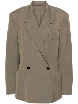 Christophe Lemaire double-breasted twill blazer - women - Wool/Polyester/Viscose/Cotton - 40 - Grey
